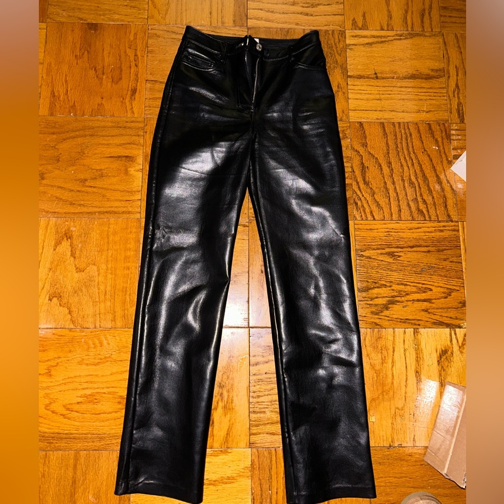 Aritzia Wilfred Black Faux Leather Pants